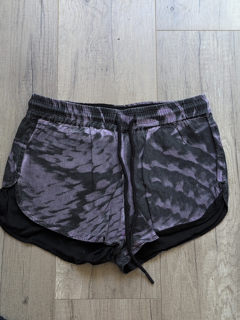 Purple and Black Women's Shorts